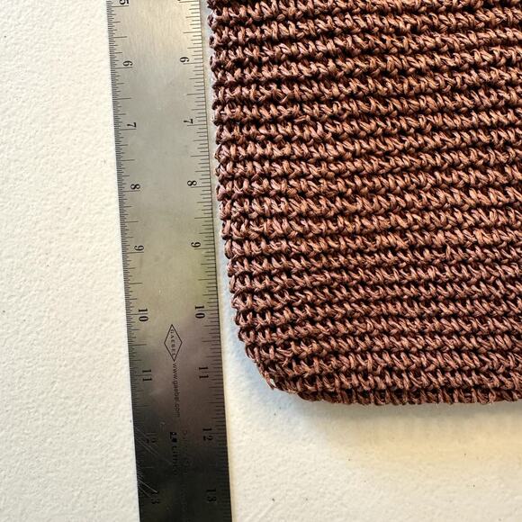 Unlisted by Kenneth Cole Raffia Crochet Woven Brown Shoulder Bag Purse - Picture 7 of 8